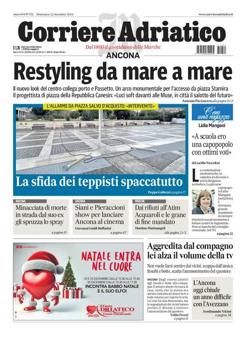 Prima-pagina-corriere adriatico-edizione-di-oggi-22-12-2024